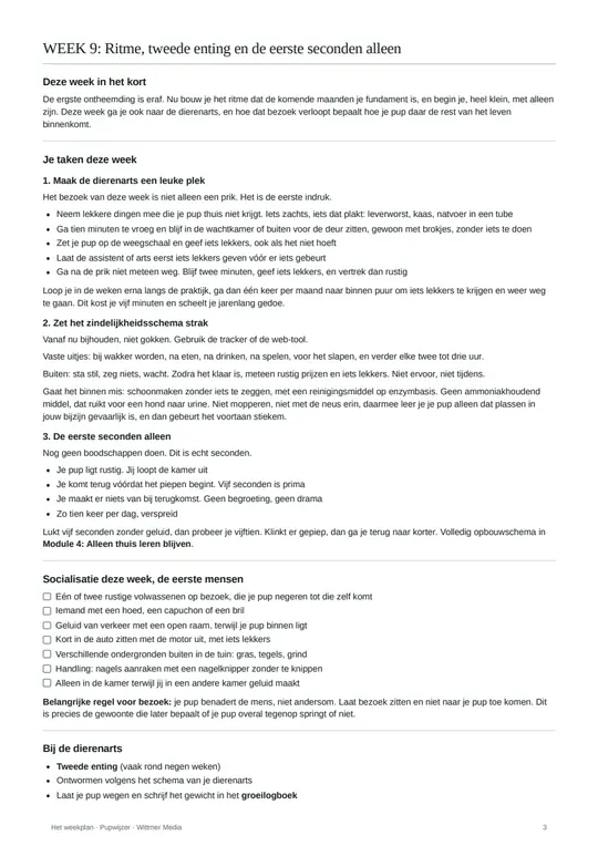 Een week uit het weekplan